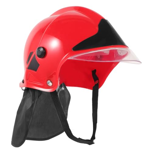 KONTONTY Feuerwehrmann-Kostümzubehör Cosplay-Feuerwehrhut Feuerwehrhelme safety helmet security cap Schutzhelm schirmmützen Feuerwehrmann Kostümzubehör Feuerwehrmann-Gastgeschenke Stoff rot von KONTONTY