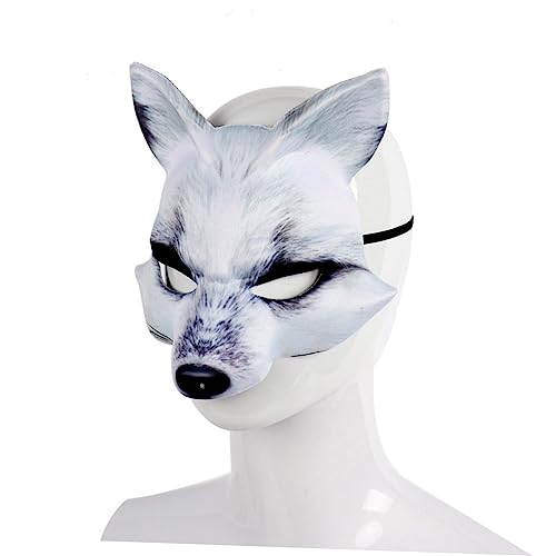 KONTONTY Halbgesichtsmaske Aus EVA Weiße Tiermaske Für Kostüm Ideal Für Halloween Karneval Und Maskerade Perfektes Kostümzubehör Für Cosplay Partys Und Kreative Anlässe von KONTONTY