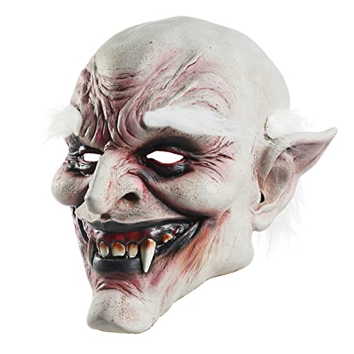 KONTONTY Halloween Gruselige Geistermaske Mit Zahnweißen Augenbrauen Schreckliche Halloween Cosplay Maske Für Erwachsene Und Perfekt Für Karneval Kostümparty Und Gruselveranstaltungen von KONTONTY