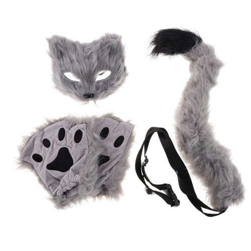 KONTONTY Halloween- Halbgesichtsmasken Pelzige Fuchsmasken halloween Maskierte Cosplay-Fuchs Rattenschwanz Regenmaske Wolf Darin Pelzfuchskostüm Kunstpelz von KONTONTY