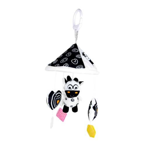 KONTONTY Hanging Regenschirm Wind Chimes Auto Schwarz Weiß Babyspielzeug Autospielzeug Für Babys Autos Rassel Bett Glocken Kinderspielzeug Rasseln Kinderwagen Rasseln Stoff von KONTONTY