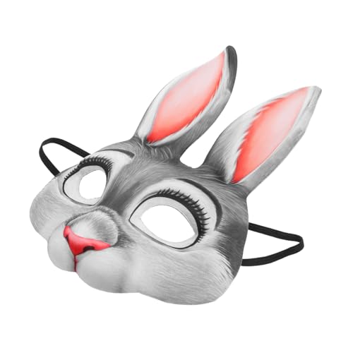 KONTONTY Hasenmaske Halloween-kaninchenmaske Tiermaske Hasenohren-maske Halloween-masken Für Erwachsene Maskerade-maske Hase Gesichtsmaske Kawaii-maske Hasen-partydekorationen Grey Eva von KONTONTY