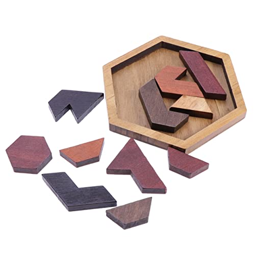 KONTONTY Holzpuzzle Hexagon Tangram Lernspielzeug Für Kreative Denkspiele Pädagogisches Zur Der Geistigen Entwicklung von KONTONTY