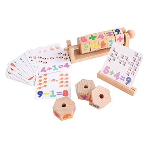 KONTONTY Mathe-Zahlen-Sensory-Spielzeug Lernwürfel-Puzzle für Kinder Mathematik-Spielzeug für Kleinkinder Mathematik-Lernspielzeug für Kinder Holzspielzeug für die Früherziehung von KONTONTY