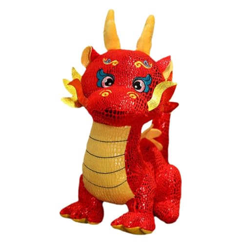 KONTONTY Jahr Der Drachen-Maskottchen-Puppe Realistisches Drachenplüschtier Chinesisches Drachenspielzeug Süße Kuscheltiere Drachen-plüschtier Drache Stofftier Stofftierpuppe Pp Baumwolle von KONTONTY