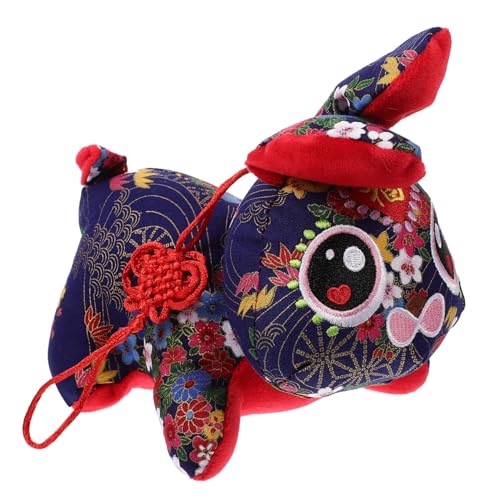 KONTONTY Kaninchen-Anhänger Plüschtiere Jahr der Kaninchen-Hängepuppe Plüschhase Chinese New Year Rabbit Hasen Kuscheltier Neujahrsvorräte Plüsch-Kaninchen-Puppe PP Baumwolle Blue von KONTONTY