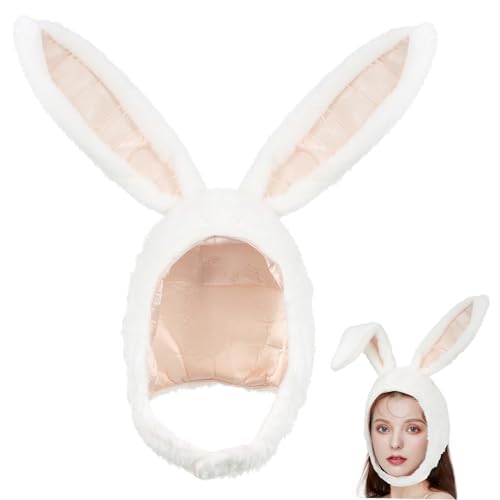 KONTONTY Kaninchen Kopfbedeckung Mit Beweglichen Ohren Lustiger üschhut Für Damen Und Mädchen Schwarz Ideal Für Partys Cosplay Und Feiertagsfeiern von KONTONTY