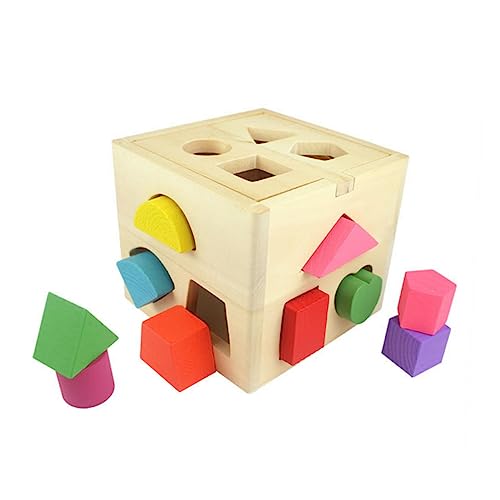 KONTONTY Formsortierer Aus Holz Für Kinder 13 Geometrische Formen Lernspielzeug Für Jungen Stabiles Und Sicheres Holzspielzeug von KONTONTY