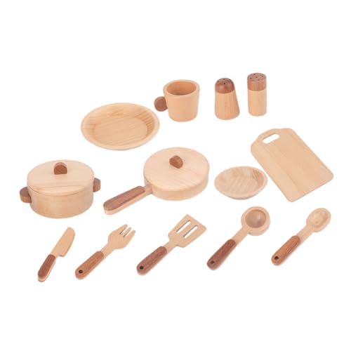 KONTONTY Holzspielzeug Kinderküche Set 1 Set Küchenutensilien Aus Buchenholz Für Kreatives Rollenspiel Und Kochvergnügen Ideal Für Fördert Fantasie Und Soziale Fähigkeiten von KONTONTY