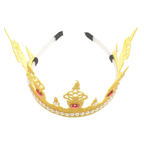 KONTONTY Krone Stirnband Für Mädchen Stoff Tiara Krone Party Krone Perle Strass Krone Stirnband Für Kinder Stoff von KONTONTY