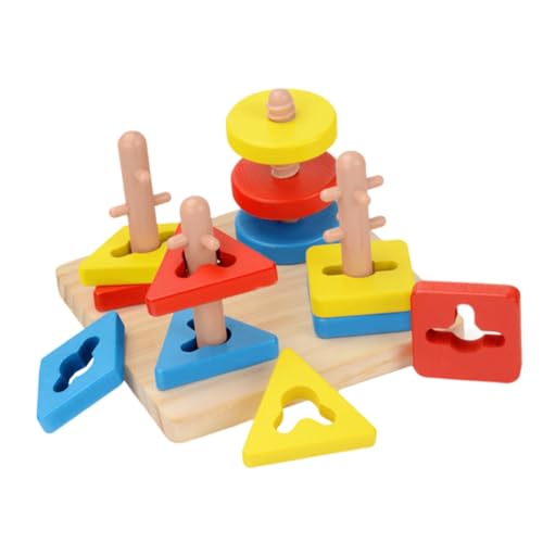 KONTONTY Holzspielzeug Für 1 Set Geometrische Formen Puzzle Lernspielzeug Für Kleinkinder Pädagogisches Für Vorschulkinder Bausatz Für Frühes Lernen Und Spielspaß von KONTONTY