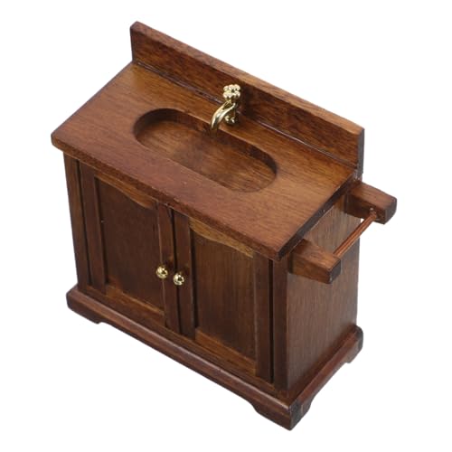 KONTONTY Maßstab Badezimmer Waschbecken mit Holzschrank Doppelklapptür für Kreative Rollenspiele und Stilvolle Badezimmerszenen KONTONTY Maßstab Badezimmer Waschbecken mit Holzschrank Doppelklapptür für Kreative Rollenspiele und Stilvolle Badezimmerszenen von KONTONTY
