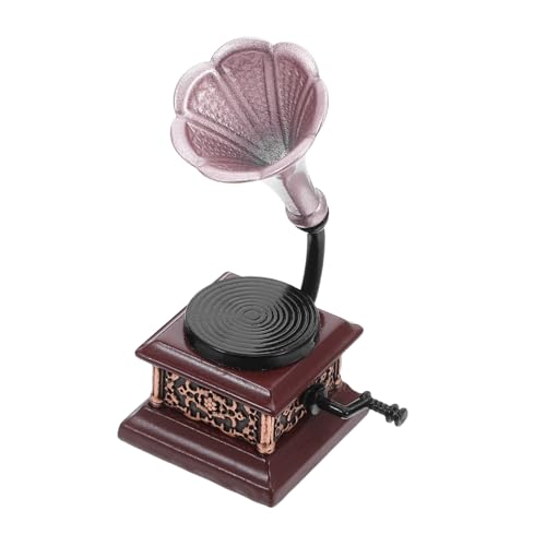 KONTONTY Maßstab Leichtes Tragbares Plattenspieler Zubehör für Puppenhaus Vintage Dekoration Authentisches Design für Sammler KONTONTY Maßstab Leichtes Tragbares Plattenspieler Zubehör für Puppenhaus Vintage Dekoration Authentisches Design für Sammler von KONTONTY