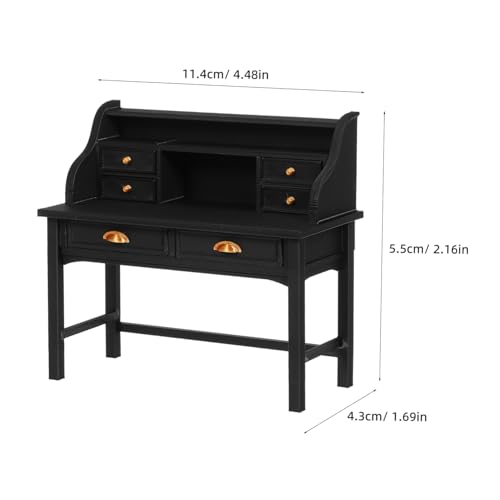 KONTONTY Maßstab Studiertisch Schwarz Vintage Stil Detailreiche Mini Schreibtisch Für Puppenhaus Wohnzimmer Schlafzimmer Bibliothek KONTONTY Maßstab Studiertisch Schwarz Vintage Stil Detailreiche Mini Schreibtisch Für Puppenhaus Wohnzimmer Schlafzimmer Bibliothek von KONTONTY