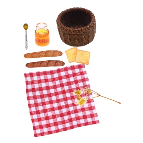 KONTONTY 8 Teiliges Mini Frühstücksset Mit Miniatur Brotkorb Dekoration Für Puppenhaus Realistisches Miniatur Lebensmittelzubehör Ideales Mini Food Decor Für Kreative Spielwelten von KONTONTY