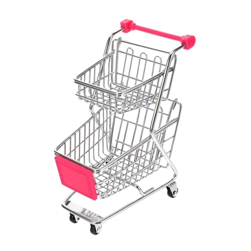 KONTONTY Mini Einkaufswagen Mini Einkaufskorb Für Doppelschichtiger Handwagen Aus Einkaufswagen Für Rollenspiele Und Aufbewahrung Kaufladen Zubehör Für Ab 3 Jahren Shopping Cart von KONTONTY