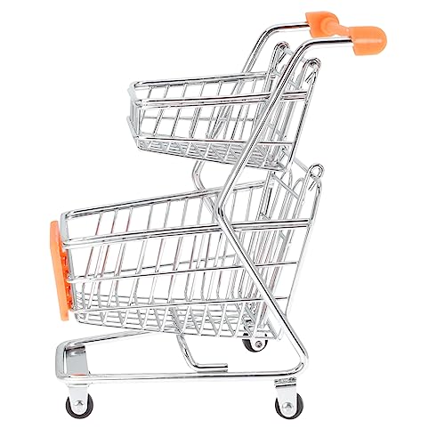 KONTONTY Mini-Einkaufswagen Kinder einkaufswagen Trolley Handkarren Spielzeug aufbwahrungs-Box kühlkorb einkaufskorb Einkaufswagen-Spielzeug Kleiner Einkaufswagen Schmiedeeisen Orange von KONTONTY