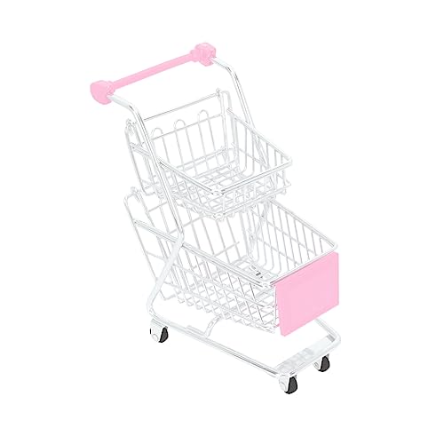 KONTONTY Mini-Lebensmittelkorb Wagenwagen faltbar Handwagen Warenkorb Lebensmittelgeschäft ablagekörbe kühlkorb einkaufskorb frittierter Snackkorb dekoratives Wagenmodell Eisen Rosa von KONTONTY