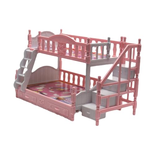 KONTONTY Mini Puppenbett Doppelstockbett aus Leichtem Romantisches Mini Möbelstück für Puppenhaus Detailreiches Glattes Rosa Etagenbett als Dekoratives Sammlerstück KONTONTY Mini Puppenbett Doppelstockbett aus Leichtem Romantisches Mini Möbelstück für Puppenhaus Detailreiches Glattes Rosa Etagenbett als Dekoratives Sammlerstück von KONTONTY