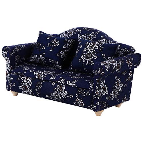 KONTONTY Puppenhaus Sofa Spielzeug Miniatur Modell Sofa Mit Kissen Mediterranen Blumen Design Jungen Und Mädchen-freundlich von KONTONTY