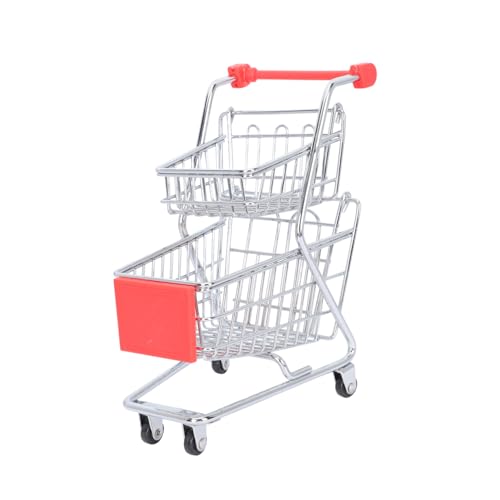 KONTONTY Mini-Wagen Spielzeuge kreatives Geschirr Kinder Schubkarre ablagekörbe kühlkorb einkaufskorb Kinderwagen Schiebewagen Simulations-Trolley-Spielzeug Mini-Lebensmittelkorb Eisen rot von KONTONTY