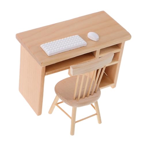 KONTONTY Miniatur Büro Möbel Mini Simulation Schreibtisch Stuhl mit Maus und Tastatur Modell Puppenhaus Zubehör Langlebig und Detailreich Fördert Kreatives Rollenspiel KONTONTY Miniatur Büro Möbel Mini Simulation Schreibtisch Stuhl mit Maus und Tastatur Modell Puppenhaus Zubehör Langlebig und Detailreich Fördert Kreatives Rollenspiel von KONTONTY