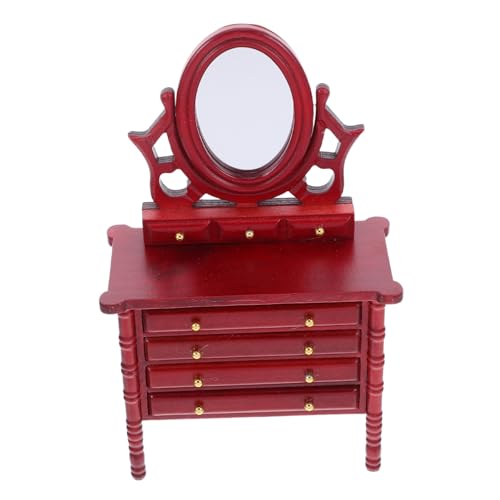 KONTONTY Miniatur Holz Kommode mit Spiegel und Stabile Miniaturmöbel für Puppenhaus Schlafzimmer Dekoration KONTONTY Miniatur Holz Kommode mit Spiegel und Stabile Miniaturmöbel für Puppenhaus Schlafzimmer Dekoration von KONTONTY