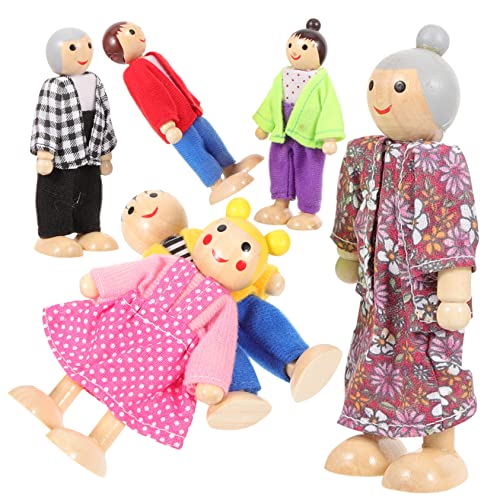 KONTONTY Miniatur Holzpuppen Familie Im Modernen Stil 7 Teiliges Puppenset Für Puppenhaus Spielzeugfiguren Für Kreative Rollenspiele Und Familienszenen Ideal Für Desktop Dekoration von KONTONTY