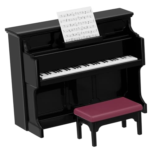 KONTONTY Miniatur Klavier Set Mit Piano Hocker Puppenhaus Zubehör Für Kreative Szenen Und Fotografie Schwarzes Klavier Mit Notenblatt Für Miniatur Dekoration von KONTONTY