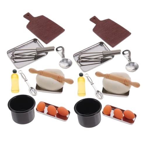 KONTONTY Miniatur Küchen Backutensilien Set 2 Sets Mini Hausornamente Für Puppenhaus Spielküchen Werkzeugset Wichtel Besteck Miniatur Ideal Für Kreative Food Szenen Und Rollenspiele von KONTONTY