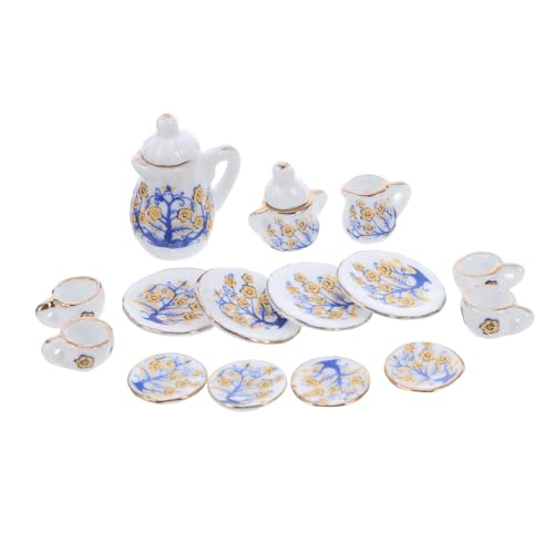 KONTONTY Miniatur Porzellan Teeset mit Filigranen Tassen und Mini-Kanne Kompakt und Leicht Robustes Keramik für Puppenhaus Dekoration und Kreatives KONTONTY Miniatur Porzellan Teeset mit Filigranen Tassen und Mini-Kanne Kompakt und Leicht Robustes Keramik für Puppenhaus Dekoration und Kreatives von KONTONTY