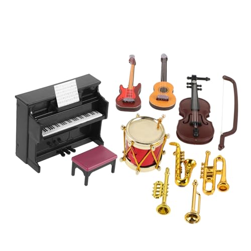 KONTONTY Puppenhauszubehör Miniatur Instrumenten Set Für Puppenhaus 1 Set Mit Klassischen Musikinstrumenten Wie Klavier Und Geige Realistische Dekoration Für Miniatur Szenen Und Fotografie Hochwertige von KONTONTY