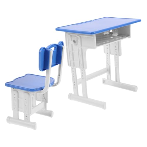 KONTONTY Miniatur Puppenhaus Lernmöbel Set Miniatur Schreibtisch und Stuhl in Blau Realistische Schuldekoration für Fördert Kreativität und Lernumgebung Leicht und Tragbar für Zuhause und KONTONTY Miniatur Puppenhaus Lernmöbel Set Miniatur Schreibtisch und Stuhl in Blau Realistische Schuldekoration für Fördert Kreativität und Lernumgebung Leicht und Tragbar für Zuhause und von KONTONTY