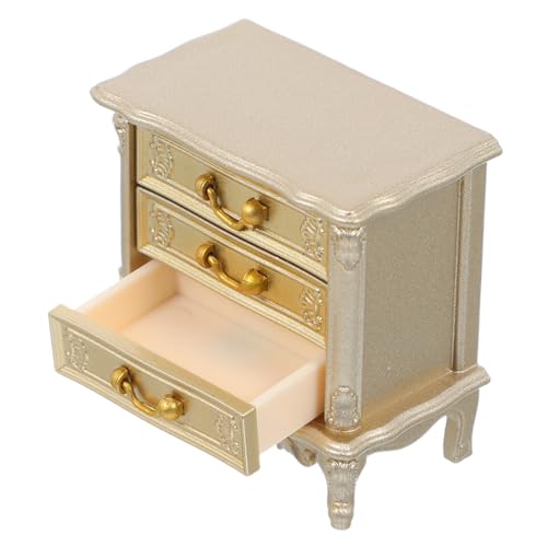KONTONTY Miniatur-Schrank Vintage Nachttisch mit Puppenmöbel Miniatur-kommode für Puppenhaus Dekoration Schlafzimmer Zubehör KONTONTY Miniatur-Schrank Vintage Nachttisch mit Puppenmöbel Miniatur-kommode für Puppenhaus Dekoration Schlafzimmer Zubehör von KONTONTY
