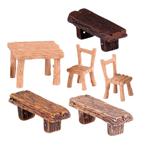 KONTONTY Miniatur Tisch und Stuhl Set aus Langlebigem Harz Realistisches Möbel Ornament Platzsparend für Puppenhaus Feengarten und Kleine Landschaft Dekoration Natürliche Raumverschönerung KONTONTY Miniatur Tisch und Stuhl Set aus Langlebigem Harz Realistisches Möbel Ornament Platzsparend für Puppenhaus Feengarten und Kleine Landschaft Dekoration Natürliche Raumverschönerung von KONTONTY