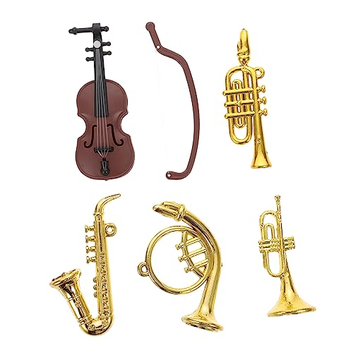 KONTONTY 5pcs Miniatur Violine Und Saxophon Modelle Puppenhaus Trompete Dekorationen Für Miniatur Szene von KONTONTY