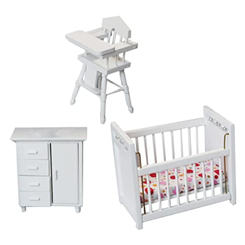 KONTONTY Miniaturmöbel Set Für Puppenschlafzimmer Rollenspielspielzeug Für Kinder Ideal Für Kreative Spielstunden Enthält Bett Schrank Und Tisch Perfekt Für Puppenhäuser von KONTONTY