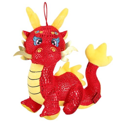 KONTONTY Plüsch Giraffe Tiere Lebewesen Hase chinesische neujahrsdekoration New Year Decoration Drache-Sternzeichen-Puppe Chinesische Sternzeichenfiguren PP Baumwolle rot von KONTONTY