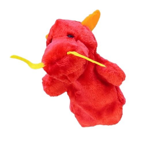 KONTONTY Plüsch-Handpuppe Drache kinderdrache -Drachen playmobile Drachen Motorik-Handpuppe Handpuppe Handspielzeug tierische Handpuppe tierische Plüsch-Handpuppe rot von KONTONTY