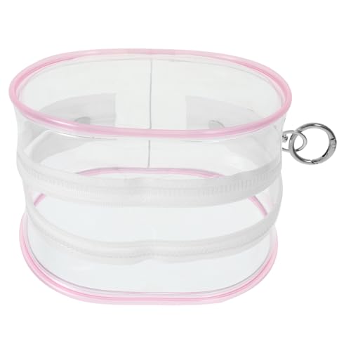 KONTONTY Puppenausflugstasche Minifiguren, Transparente Vitrine Spielzeug-sammelkoffer Hängende Tasche Lippenbalsamhalter Staubdichte Sammeltasche Klare Puppenvitrine PVC Rosa von KONTONTY