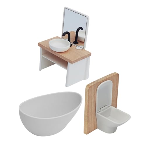 KONTONTY Puppenhaus Badezimmer Miniatur Möbel mit Toilette Waschbecken und Dusche Realistische Puppenhaus Badzimmereinrichtung für Kreatives Rollenspiel und Kindgerechtes KONTONTY Puppenhaus Badezimmer Miniatur Möbel mit Toilette Waschbecken und Dusche Realistische Puppenhaus Badzimmereinrichtung für Kreatives Rollenspiel und Kindgerechtes von KONTONTY