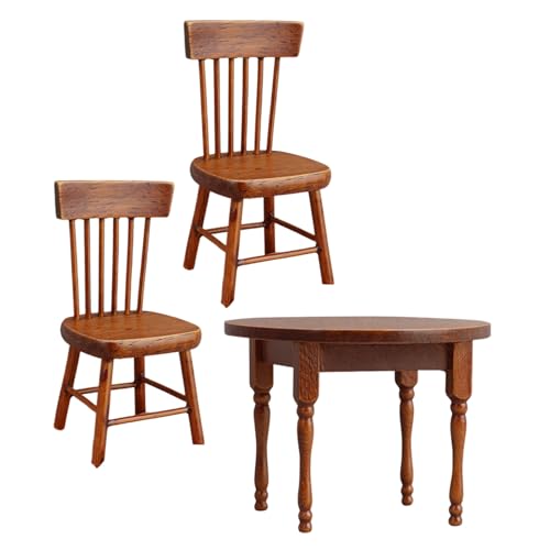 KONTONTY Puppenhaus Möbel Set Miniatur Tisch Stuhl aus Holz Detailgetreu Gestaltetes Wohn Esszimmer Zubehör für Langlebiges Miniaturmöbel-Set für Puppenhäuser und Sammlungen KONTONTY Puppenhaus Möbel Set Miniatur Tisch Stuhl aus Holz Detailgetreu Gestaltetes Wohn Esszimmer Zubehör für Langlebiges Miniaturmöbel-Set für Puppenhäuser und Sammlungen von KONTONTY