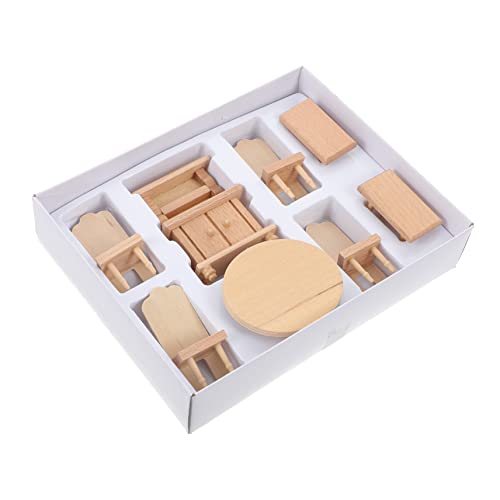 KONTONTY Puppenhaus Möbel Set Mit Tisch Und Stühlen Miniatur Esszimmermöbel Für Kinder Hochwertiges Spielzeug Für Kreatives Rollenspiel Ideal Für Puppenhaus Dekoration von KONTONTY