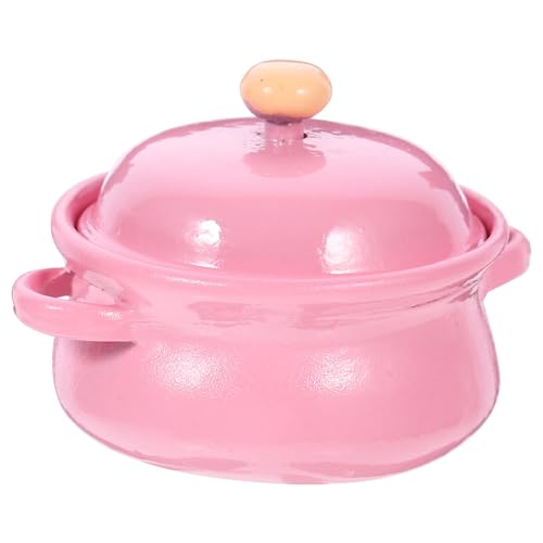 KONTONTY Puppenhaus Suppen Topf kinderküche Kitchen kindergeschenke gartopf kuechenarmaturen mocks Mini- -Miniaturtöpfe Miniatur-Suppentopf Mini-Kochgeschirr für Keramik Rosa von KONTONTY