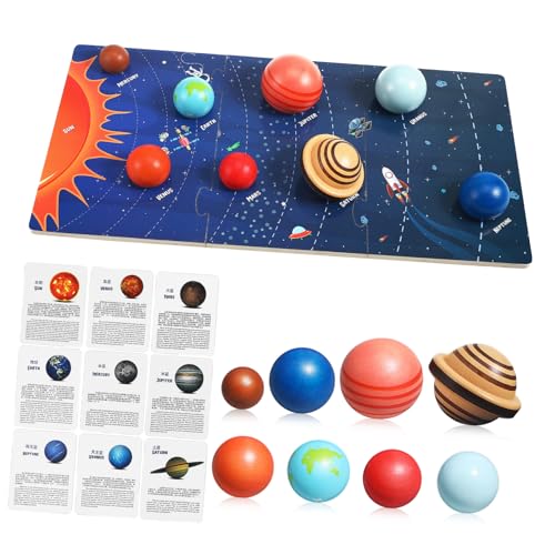 KONTONTY Puzzle Kinder holzspielzeug Spielzeug für Kinder Spielzeug ab 1 Jahr lernspielzeug Kinder Spielzeug Toys Planeten für Kinder Sonnensystemmodell für Kinder hölzern von KONTONTY