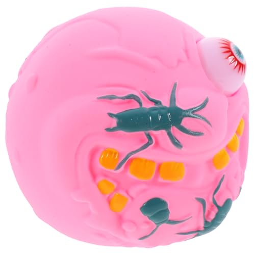 KONTONTY Quetschspielzeug Mini-schädelköpfe Halloween-Spielzeug Halloween-Skelett Mini-schädelmodell Dehnbares Spielzeug Halloween-zappelspielzeug Schädelskulptur Rosa Weichkleber von KONTONTY