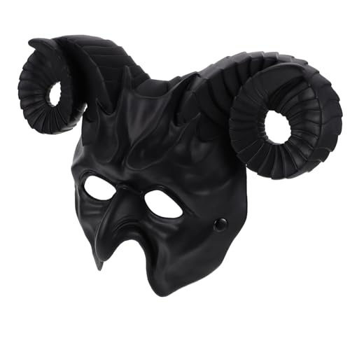 KONTONTY Requisiten Plastikmaske Widder für Ziegenmaske Cosplay Karnevalspartymaske Geweih Maskerade Kopfschmuck Ziegenkostüm Partyzubehör Halloween Neuheit Maske von KONTONTY