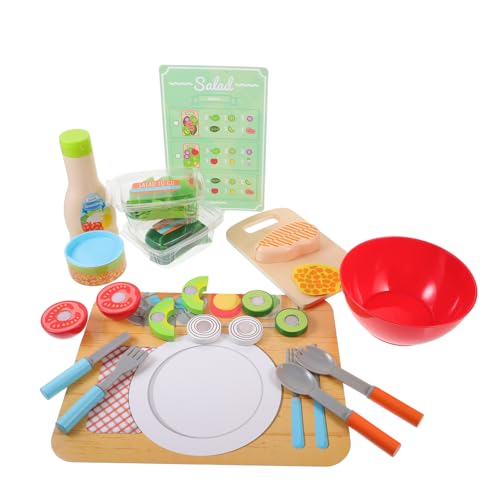 KONTONTY Küche Spielzeug Für Kinder Holzspielzeug Set Für Simuliertes Obst Und Gemü Schneide Für Kreative Küchenspiele Pädagogisches Rollenspiel Für Ab 3 Jahren Inklusive Salatzutaten Spielzeug Kinder von KONTONTY