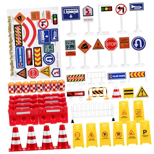 KONTONTY Satz Verkehrszeichen Modelle Ampelmodelle Spielzeug Straßenschild Spielzeug Spielset mit Straßenschildern Modellspielzeug-Verkehrszeichen Verkehrszeichen für Kinder Papier von KONTONTY