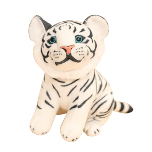 KONTONTY Simulation Tigerpuppe Lustige Tigerpuppe Kindergeschenk Plüsch-Tiger- Plüsch-Tiger-Puppe Puppe in Tierform Gefülltes Papageienspielzeug Weiß Pp Baumwolle von KONTONTY